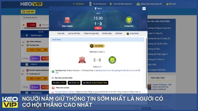 Nắm giữ thông tin sớm và chuẩn giúp tăng cơ hội thắng kèo lên nhiều lần